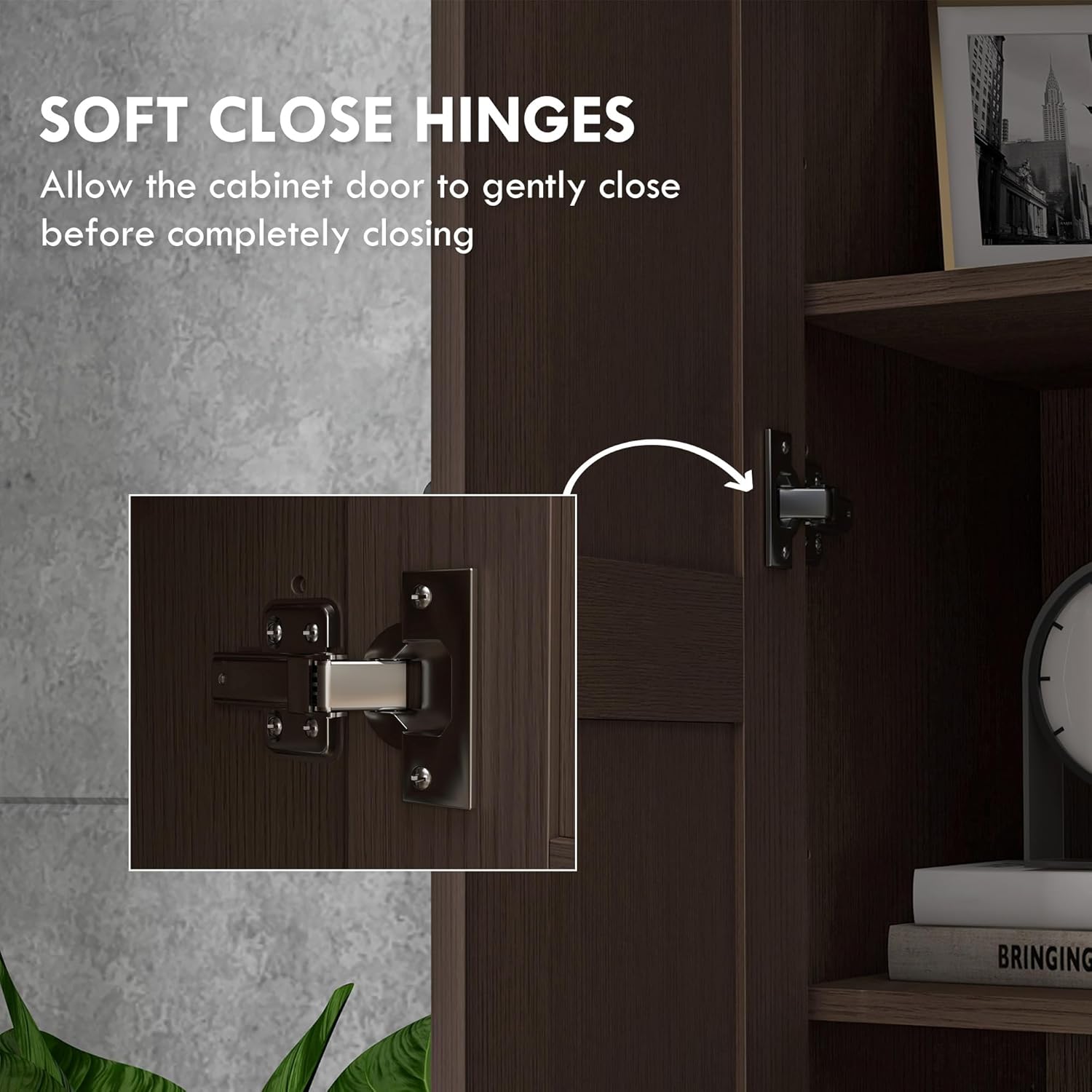 HOMCOM 69" Tall Storage Cabinet with Movable Storage Shelves, Modern Style Pantry Cabinet with Soft Close Doors, Coffee