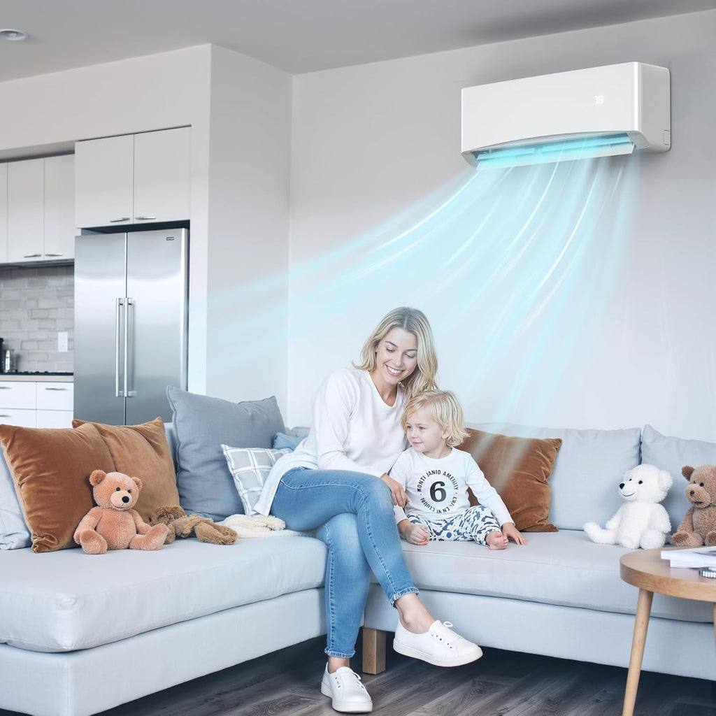 12000BTU Mini Split Air Conditioner& Heater, 17 SEER2 𝟏𝟏𝟓𝐕 Wall-Mounted AC Unit Cools Rooms up to 750 Sq. Ft, Energy Efficient Inverter AC with Heat Pump