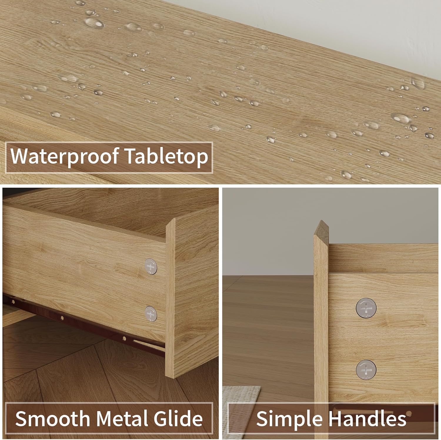 CHUWELL Oak Dresser for Bedroom, 63" Wide Mid Century Modern Chest of Drawers with 9 Large Storage Space and 4 Solid Wood Cylindrical Legs, 9 Drawer Large Dresser for Bedroom