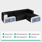 Novilla 106" Modular Sectional Sofa, Modern Cloud Sectional Couch with Smarts Coil® Support, L-Shape Boneless Couch for Living Room Apartments Bedroom, No Assembly Required (3 Seat w/ 1 Ottoman)