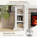 LGHM 72" Electric Fireplace with Mantel, Fireplace TV Stand for TVs Up to 80 Inch, Modern Entertainment Center with Storage, Fireplace Heater Insert with Realistic 3D Flame for Living Room, Bedroom