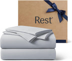 REST® Evercool®+ Cooling Sheet Set, King Size, Light Gray, Breathable Bed Sheets for Hot Sleeper and Night Sweats, with Pillowcases, with Ionic+ Self-Cleaning Silver Yarn for Sensitive Skin, 4PCS