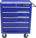 5-Drawer Tool Cart on Wheels, Drawers Rolling Tool Chest with Key Lock, Mobile Trolley Organizer Tools Box with Locking Wheels & Ball Bearing Drawers for Garage,Warehouse,Repair Shop (Blue)