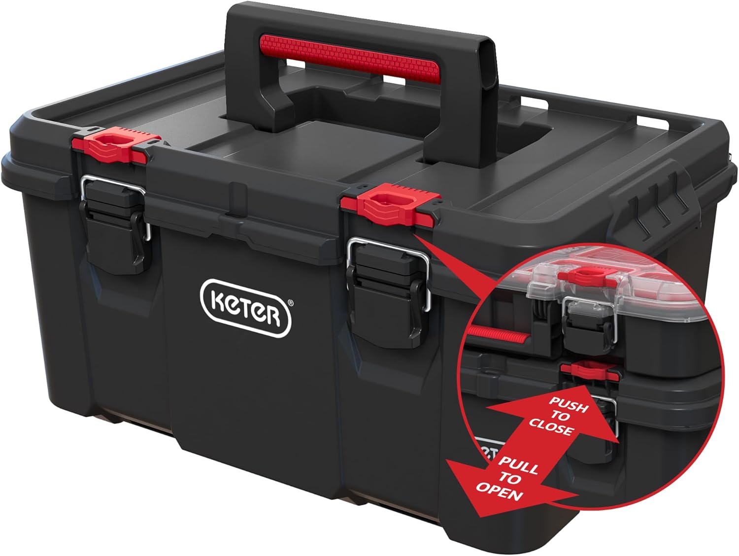 Keter Stack n' Roll Modular DIY Toolbox, Stackable, Lightweight, Durable, Water Resistant, Black