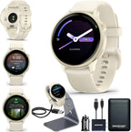 Garmin vivoactive 6 GPS Smartwatch with AMOLED Display  Lunar Gold | Advanced Health and Fitness Features  Up to 11 Day Battery  Energy Monitoring  Sleep Coach | with Signature Series Power Bundle