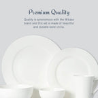 Mikasa Delray 40-Piece Bone China Dinnerware Set, White Round Dishes for 8 - Dinner Plates, Salad Plates, Cereal Bowls, Fruit Bowls and Mugs