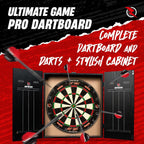 Ruthless Home Darts Centre with or Without LED Light Options | Home Dart Board Centre Including Cabinet, Dartboard and 2 Sets of Darts.