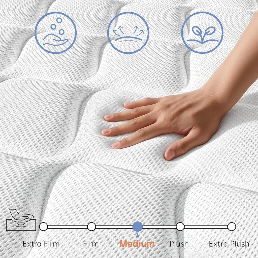 Queen Mattress, 12 Inch Memory Foam Queen Size Mattresses, Hybrid Mattress in a Box with Pocket Spring for Motion Isolation, Pressure Relief, CertiPUR-US, Medium Firm 80"x60"x12"