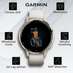 Wearable4U - Garmin Venu 3S GPS Smartwatch  AMOLED Display 41 mm Watch  Advanced Health and Fitness Features  Up to 10 Days of Battery  Sleep Coach  Ivory Case with White Earbuds Bundle