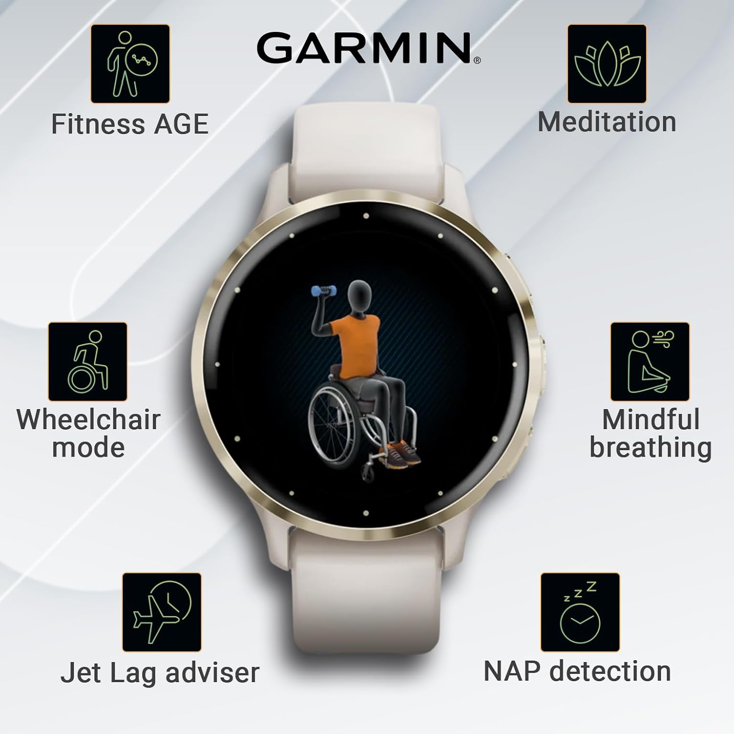 Wearable4U - Garmin Venu 3S GPS Smartwatch  AMOLED Display 41 mm Watch  Advanced Health and Fitness Features  Up to 10 Days of Battery  Sleep Coach  Ivory Case with White Earbuds Bundle