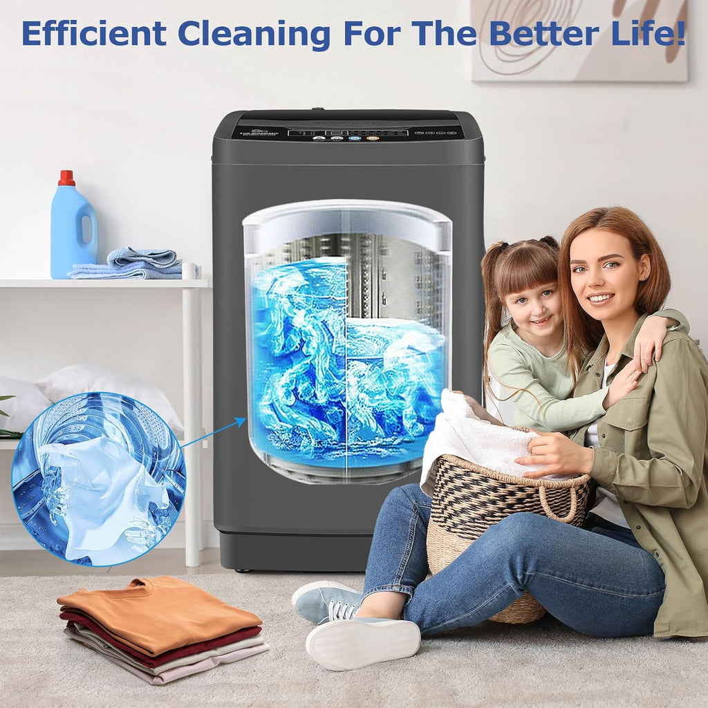 Nictemaw Portable Washing Machine, 20Lbs Capacity Full-Automatic Portable Washer Machine, 2.8Cu.ft Washer and Dryer Combo with 10 Programs & 8 Water Levels Compact Laundry Machine Apartments,RVs