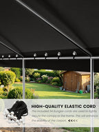 12 x 20 Ft Carport Replacement Cover, Heavy Duty Outdoor Car Tarp Canopy, Waterproof & UV Protected Tear Oxford Tarp with Ball Bungees (Frame is Not Included)