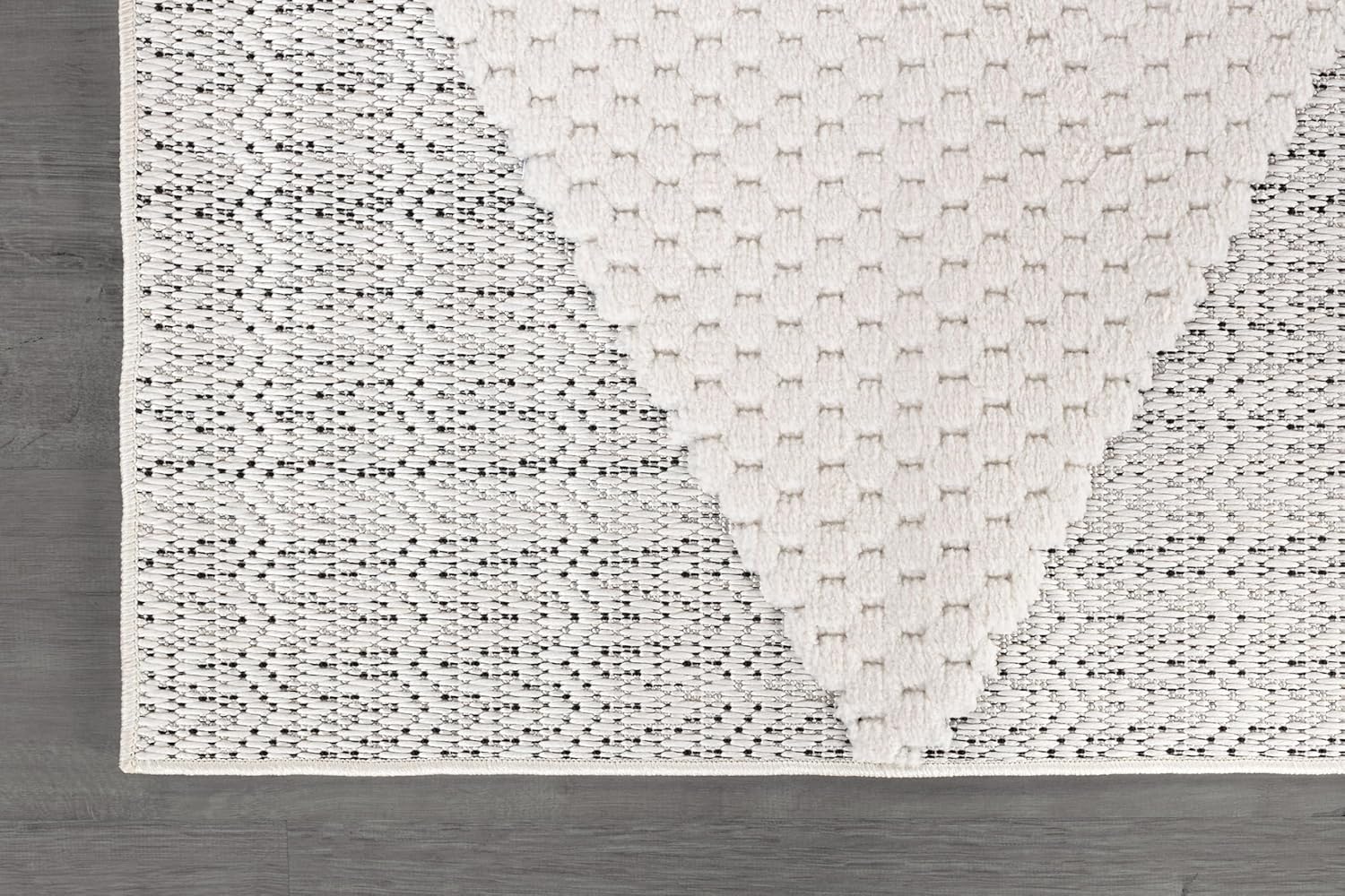 Modern Micro Loop Indoor Area Rugs for Living Room Bedroom Kitchen Geometric Triangle White 9x12 Luxury Durable Low and High Pile Non-Shedding Stain Resistant Soft Area Carpet 9 x 12