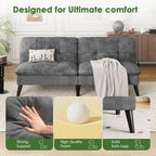 Vongrasig Futon Sofa Bed Velvet Futon Couch with Adjustable Backrest, Small Convertible Folding Sleeper Sofa Bed, Modern Loveseat for Living Room, Bedroom and Small Space, Gray