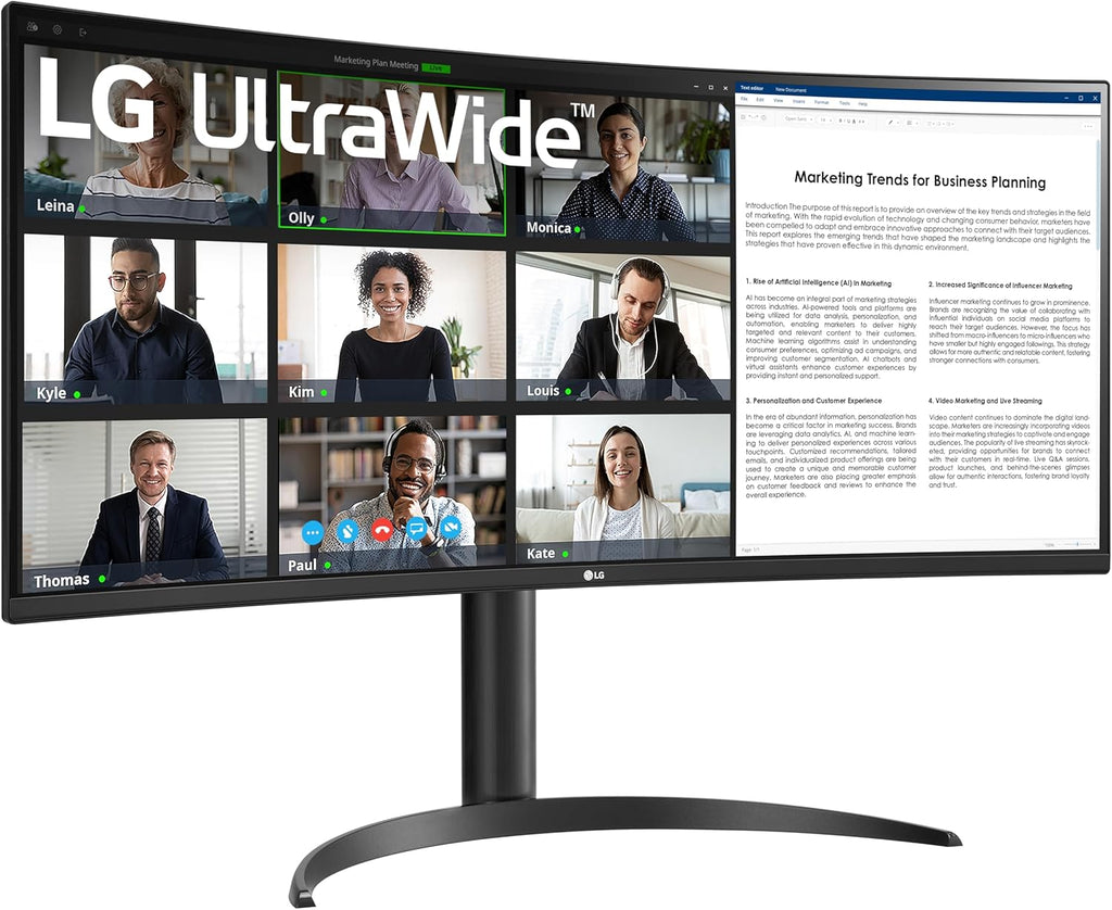 LG 34WR55QK-B 34-inch UltraWide WQHD (3440 x 1440) Curved Computer Monitor  100Hz  5ms  HDR10  Reader Mode  HDMI  DisplayPort  USB Type-C  Tilt/Height Adjustable Stand  Black