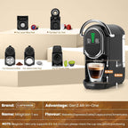 Magician1 Mini Espresso Machine for Nespresso Original, Dolce Gusto, Lavazza Blue, ESE Pods, 19-Bar Coffee Machine for Ground Coffee, Coffee Maker with adjustable Temp & Cup Size, 21oz Reservoir