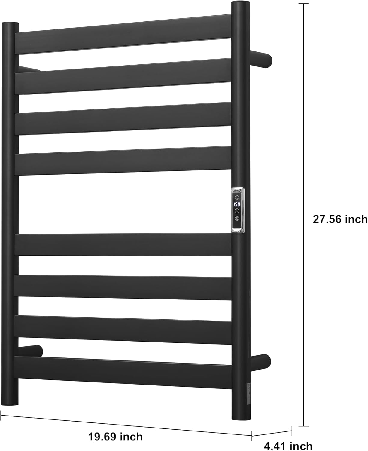 Heated Wall Mounted Electric Towel Warmer Rack,Timer & Temperature Control, 8 Bar Stainless Steel Towel Heater for Bathroom (Black, 8 Bars)