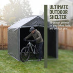 Bike Storage Shed Tent,8 * 6 * 6.2ft Outdoor Storage Shed, Carport, Canopy Shelter with 160g PE Fabric Coated with Silver Waterproof,Bike Covers Shelter for Bicycles,Garden Tools,Various Tools