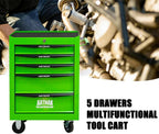5 Drawer Rolling Tool Cart on Wheels,Multifunctional Mobile Metal Tool Chest,Drawers Rolling Trolley Organizer Tool Storage Box for Repair Shop,Warehouse,Garage,Workshop(5 Drawers-30.5"H-Green)