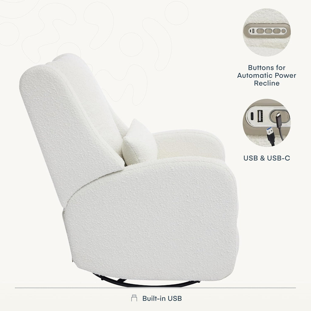 Nurture& The Charleston Wingback Plus – Premium Power Recliner for Nursery | Ergonomic, Stain-Resistant Glider Chair with USB, Lumbar & Head Support – Modern Baby Room Essential