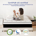 Queen Mattress, 14 Inch Queen Hybrid Mattress in a Box with Memory Foam, Medium Firm, Euro Top, Reinforced Edge Support, Pressure Relief & Motion Isolation, CertiPUR-US Certified