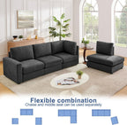 100“ L Shaped Couch with Reversible Chaise Sectional Sofa Corner Couches for Living Room,Apartment and Compact Spaces (Grey)
