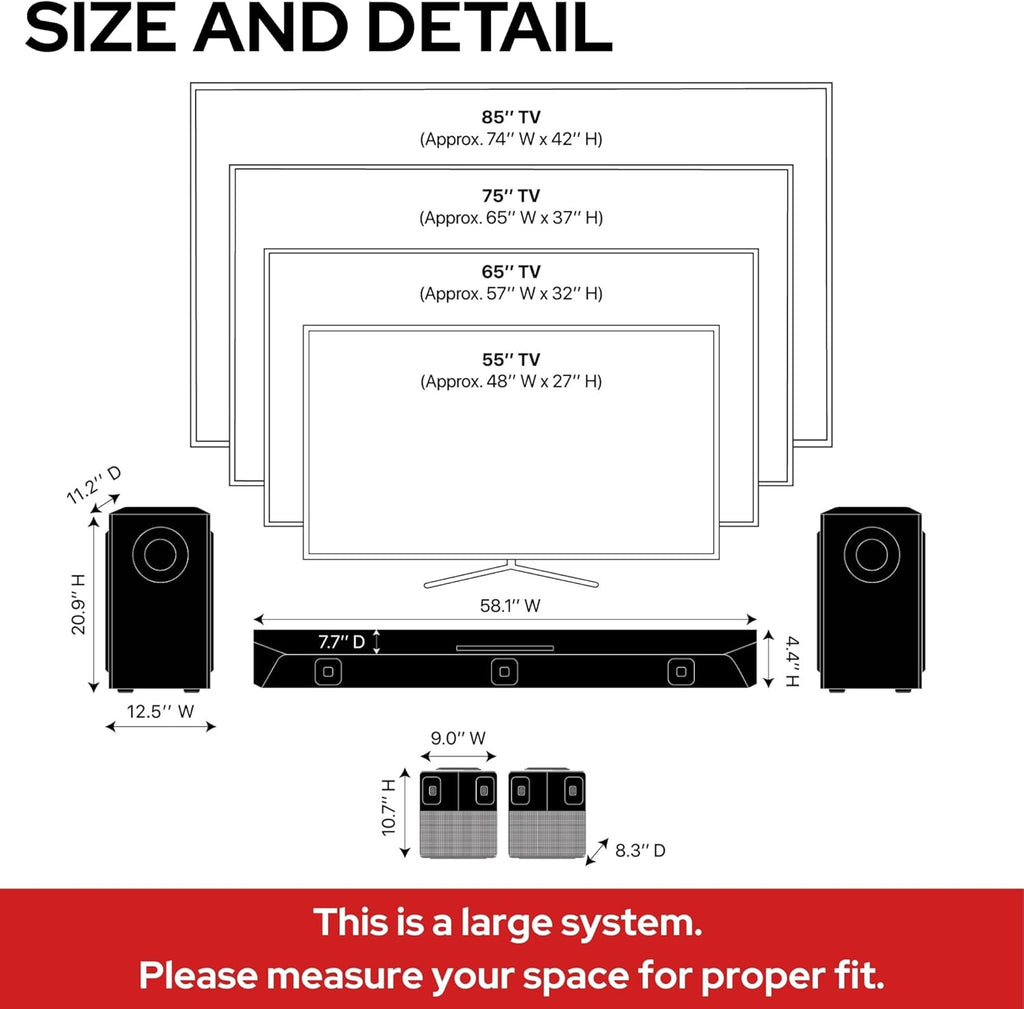 Nakamichi Dragon 11.4.6-Ch Surround System w Dolby Atmos/DTS:X Pro (Pro Cinema Engine)  HiFi AMTs  Dual-Opposing 8" Subs  Bipolar Surr  6 Discrete Height Ch  3000 Watts Max Output. AVR-Grade Soundbar