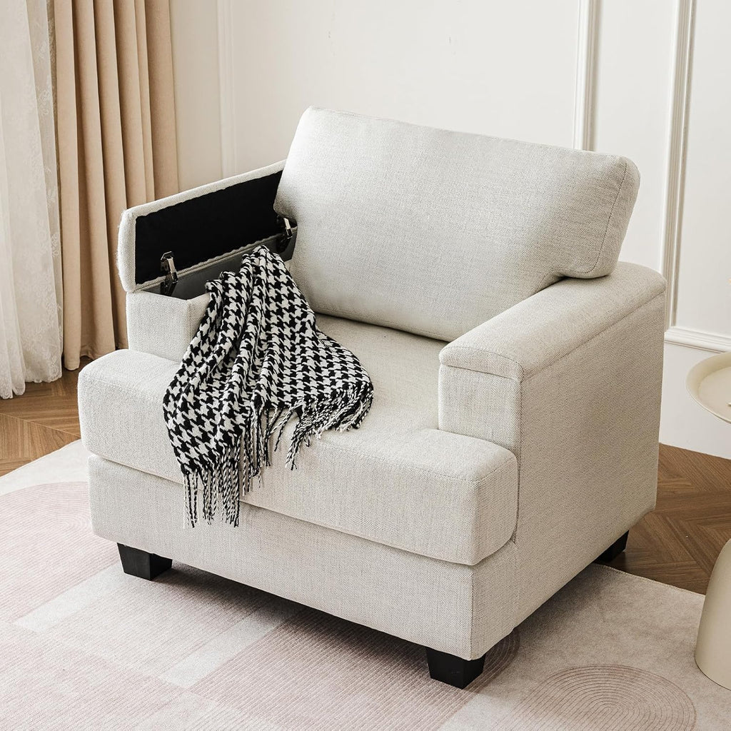 Oversized Accent Chair with Armrest Organizer,Comfy Living Room Chairs with 7.8'' Cushion,Upholstered Mid-Century Armchair,Large Reading Chair for Bedroom Living Room,Office,Chenille