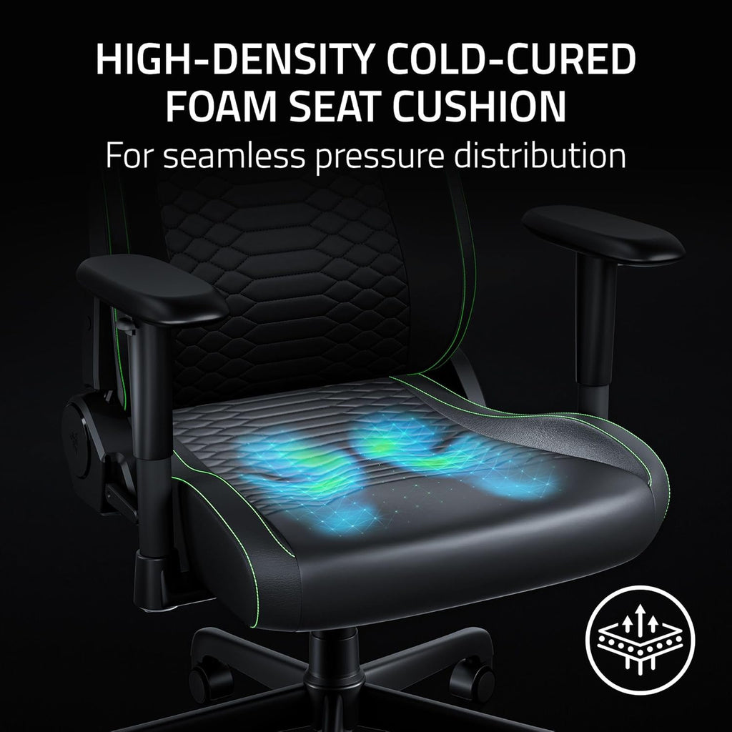 Razer Iskur V2 X NewGen Ergonomic Gaming Chair: Gen-2 EPU Leather with Cooltouch - Lumbar Support - Ultra-Wide Base - Foam Cushions - Adjustable 152 Degree Recline - 2D Armrests - Black/Green