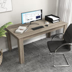 COSTWAY 63' Rectangular Dining Table, Farmhouse Dinette Table with Large Computer Workstation, Modern Kitchen Table for Apartment, Living Room, Restaurant (Oak)