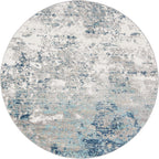SAFAVIEH Brentwood Collection Area Rug - 8' Round, Light Grey & Blue, Modern Abstract Design, Non-Shedding & Easy Care, Ideal for High Traffic Areas in Living Room, Bedroom (BNT822F)