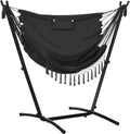 Outsunny Patio Hammock Chair with Stand, Outdoor Hammock Swing Hanging Lounge Chair with Side Pocket and Headrest, Dark Gray