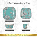 222 Fifth Adelaide Turquoise 16-Piece Porcelain Dinnerware Set | Microwave and Dishwasher Safe Dining Set for 4 | Stackable and Chip-Resistant Plates Bowls and Cups | Gift for Housewarming & Wedding