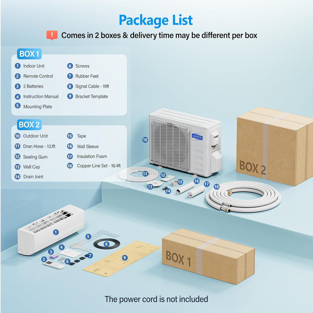 ROVSUN 12000 BTU Mini Split AC/Heating System with Inverter, 21 SEER2 Energy Saving 115V Ductless Split-System Air Conditioner with Pre-Charged Condenser, Heat Pump, Remote Control & Installation Kit