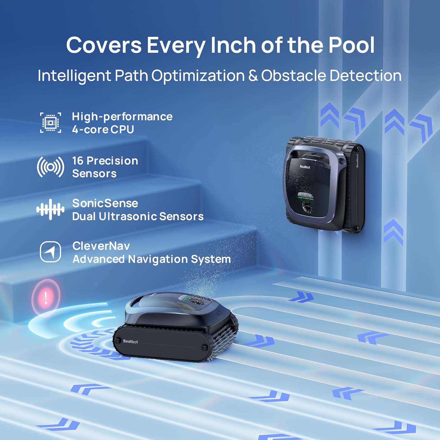 (2025 Upgrade) Beatbot AquaSense 2 Cordless Robotic Pool Vacuum Cleaner  Smart Surface Parking  Double-Pass Waterline Scrubbing  Cleans Floor  Walls and Waterline