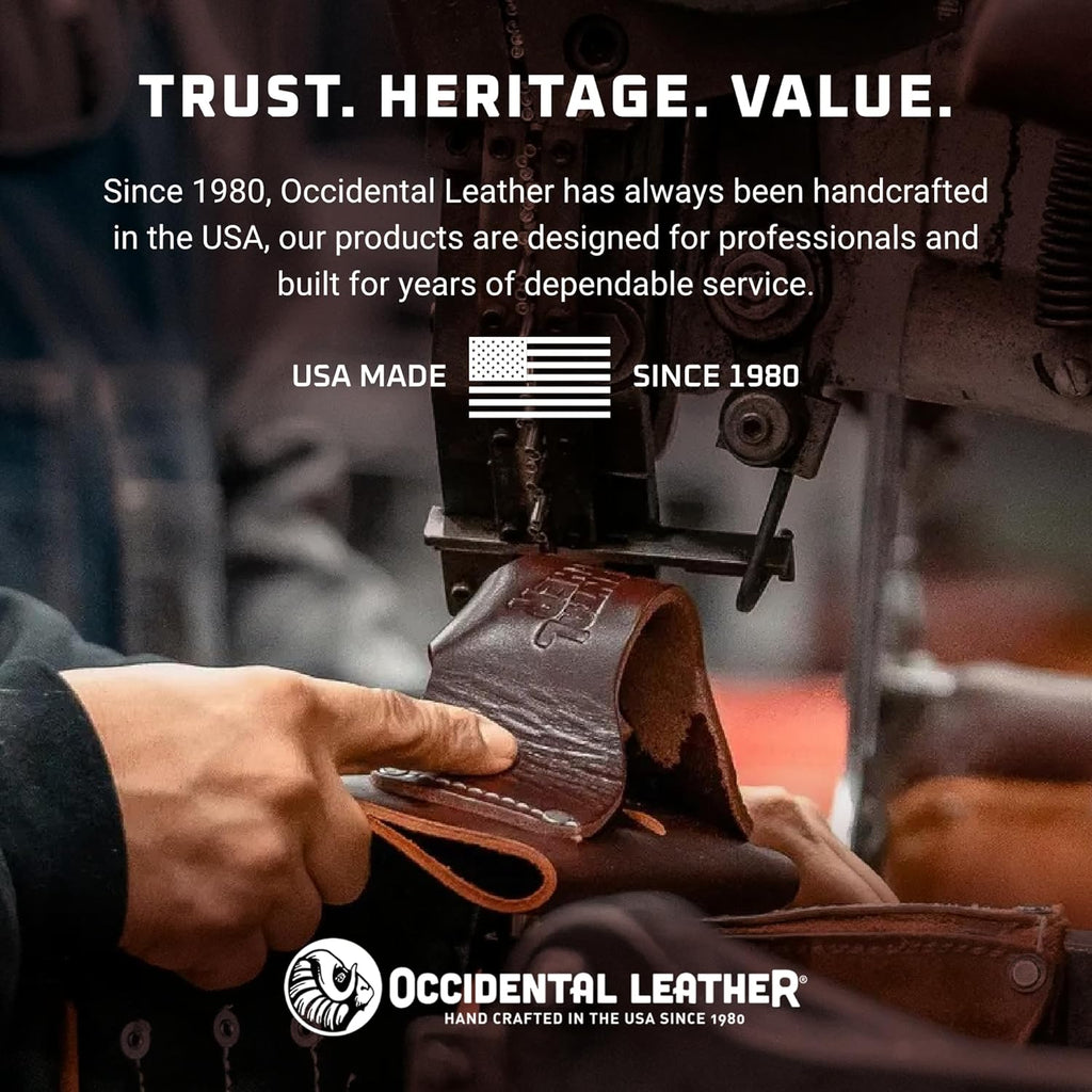 Occidental Leather 3" Ranger Leather Work Belt - Medium, OxyRed - Bridle Leather, Heavy-Duty Steel Roller Buckle, Edge Stitched - Made in USA