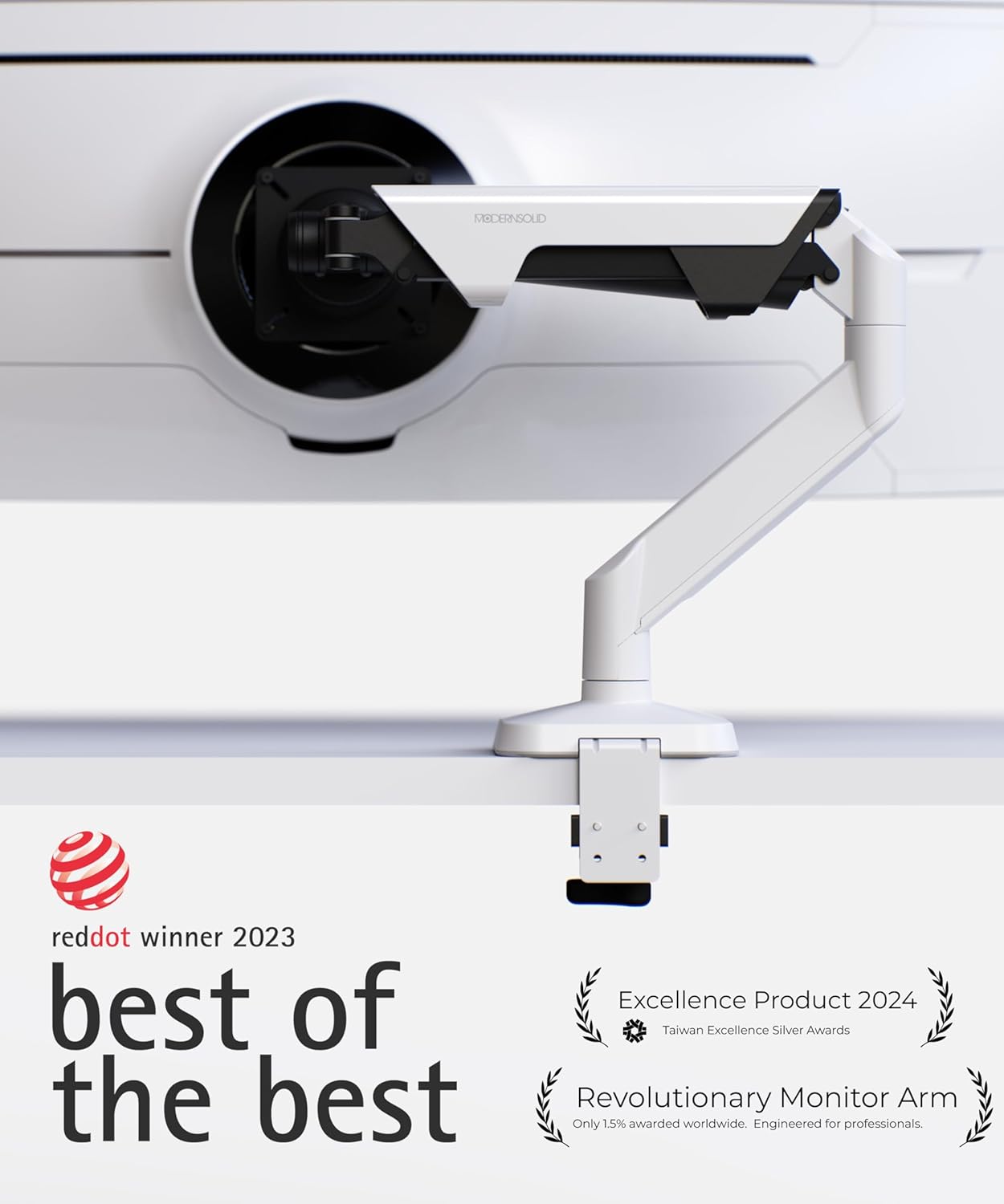 Heavy Duty Monitor Arm Desk Mount for 34-49 Inch Ultrawide Curved Monitors  Supports 14-38 lbs  Gas Spring Ergonomic Full Motion with Cable Management  Red Dot Design Awarded  White