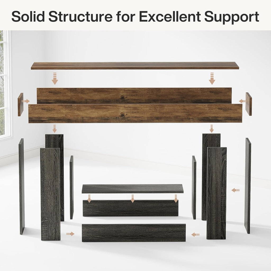 Tribesigns 63" Console Table, Farmhouse 2-Tier Entryway Table with U-Shaped Base, Narrow Long Wood Sofa Table Behind Couch Table for Living Room, Hallway, Foyer, Vintage Brown & Gray | Farmhouse, Entryway Table, Narrow, Long, Sofa Table, Behind Couch