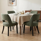 keoni Wooden Dining Chairs Set of 4, Mid Century Modern Upholstered Dining Room Chairs with Black Wood Legs, Fabric Farmhouse Kitchen Chairs with Foot Pegs for Dining Room, Green