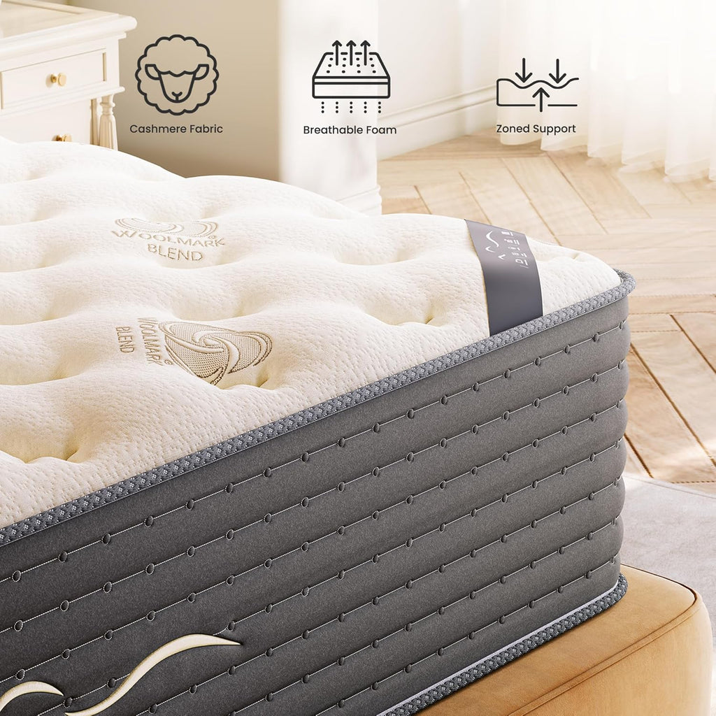 TXO 14 Inch Hybrid King Mattress in a Box, Dual-Sided Medium Firm & Firm, Cooling Gel Memory Foam Mattress, Pocket Springs for Motion Isolation, Pressure Relief, CertiPUR-US Certified