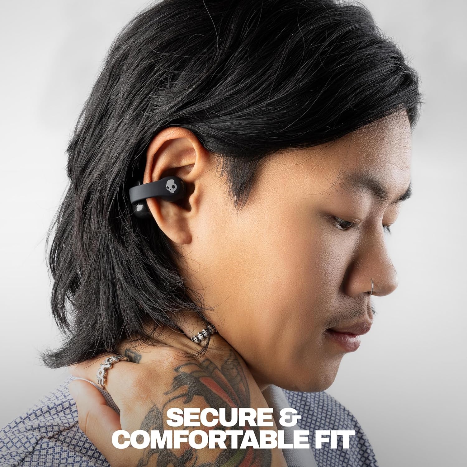 Skullcandy Push 720 Open Wireless Open Ear Bluetooth Earbuds  Headphones  Waterproof  Clip-On Lightweight Design  30 Hours Battery  Wireless Charging Pouch  Microphone for iPhone Android - True Black