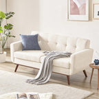 Tbfit Loveseat Sofa, Mid-Century Love Seat Couches, Boucle Small Sofa for Living Room, Bedroom, Office, Button Tufted Upholstered Furniture, Beige