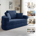 71" Boneless Couch Sofa Bed Oversized Round Couch 2-in-1 Foldable Floor Loveseat Sofa for Living Room and Apartment No Assembly.(Blue, 71")