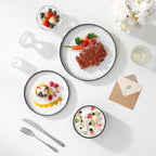 vancasso PLAYA Plates and Bowls Sets, 18 Pieces Beige Dinnerware Sets for Kitchen, Reactive Glaze Dishes Set for 6, Dishwasher and Microwave Safe