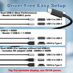 Teamgee 15.6" Laptop Screen Extender with Power Bank  FHD 1080P Triple Monitor  Driver-Free Plug & Play for 13-17" Laptops (HDMI/USB)  Home Office/Small Business  Windows/Mac/Android