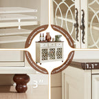 Joaxswe Farmhouse Sideboard Buffet Cabinet with Storage,48" Large Credenza with 3 Glass Doors & 3 Drawers,Adjustable Shelves Console Table,Wood Kitchen Coffee Bar for Dining Room,Living Room,White