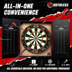 Ruthless Home Darts Centre with or Without LED Light Options | Home Dart Board Centre Including Cabinet, Dartboard and 2 Sets of Darts.
