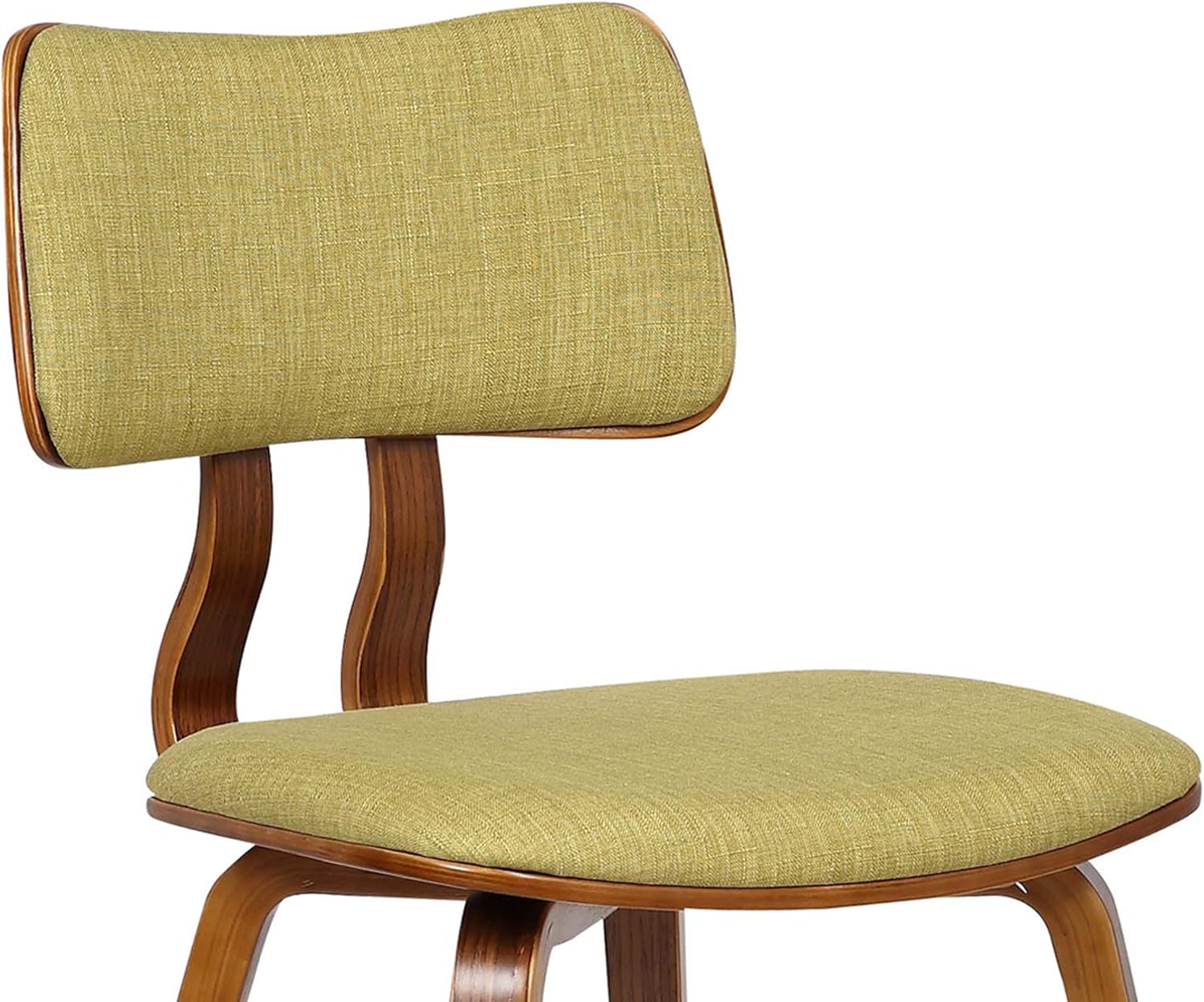 Armen Living Jaguar Mid-Century Dining Chair in Walnut Wood and Green Fabric