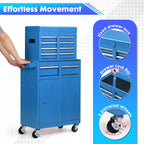 5-Drawer Rolling Tool Chest – 2-in-1 Lockable Tool Box with Wheels, Sliding Drawers & Detachable Top – Garage & Workshop Storage Cabinet, Blue