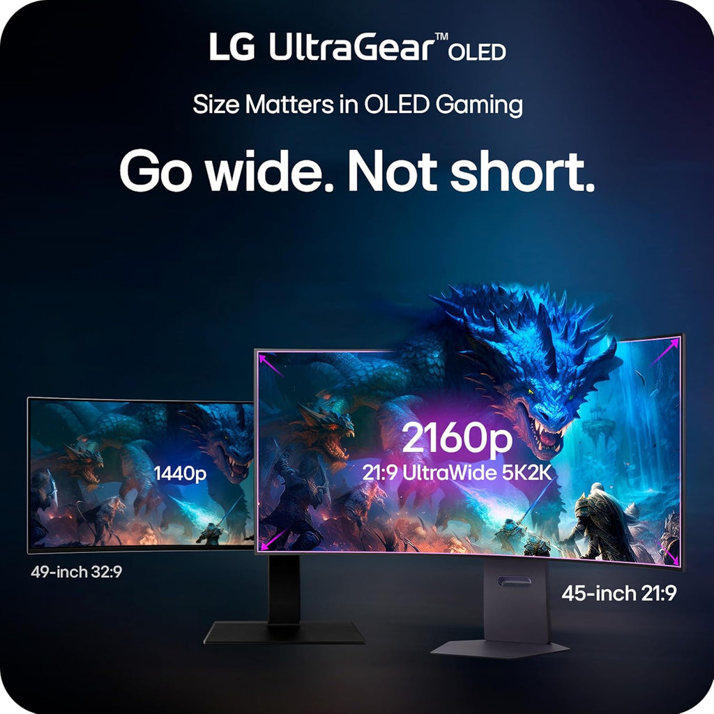 LG 45GX950A-B 45-inch Ultragear 5K2K WUHD (5120 x 2160) OLED Curved Gaming Monitor  Dual-Mode  165Hz  0.03ms  NVIDIA G-Sync  AMD FreeSync Premium Pro  HDR True Black 400  USB Type-C 90W  DP2.1